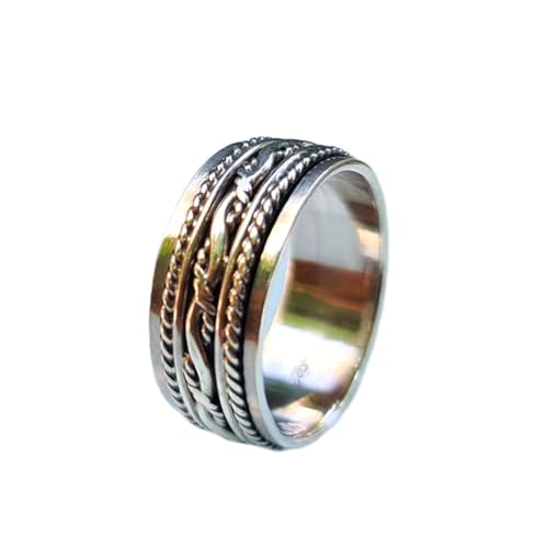 925 Sterling Silber Spinner Ring Unisex, minimalistisches Meditations-Fidget-Band, Meditation zur Angstlinderung, rotierender, gehämmerter Boho-Ring für Entspannung und Komfort | LK_SPV_T_0908 von LKBEADS