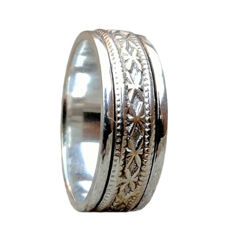 925 Sterling Silber Spinner Ring Unisex, minimalistisches Meditations-Fidget-Band, Meditation zur Angstlinderung, rotierender, gehämmerter Boho-Ring für Entspannung und Komfort | LK_SPV_T_0917 von LKBEADS
