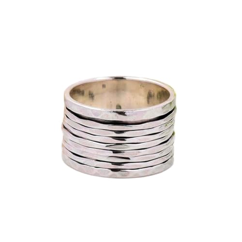 925 Sterling Silber Spinner Ring Unisex, minimalistisches Meditations-Fidget-Band, Meditation zur Angstlinderung, rotierender, gehämmerter Boho-Ring für Entspannung und Komfort | LK_SPV_T_0929 von LKBEADS
