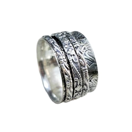 925 Sterling Silber Spinner Ring Unisex, minimalistisches Meditations-Fidget-Band, Meditation zur Angstlinderung, rotierender, gehämmerter Boho-Ring für Entspannung und Komfort | LK_SPV_T_0942 von LKBEADS