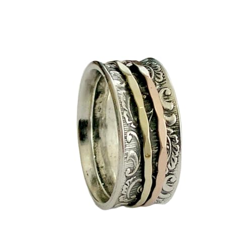 925 Sterling Silber Spinner Ring Unisex, minimalistisches Meditations-Fidget-Band, Meditation zur Angstlinderung, rotierender, gehämmerter Boho-Ring für Entspannung und Komfort | LK_SPV_T_0961 925 Sterling Silber Spinner Ring Unisex, minimalistisches Meditations-Fidget-Band, Meditation zur Angstlinderung, rotierender, gehämmerter Boho-Ring für Entspannung und Komfort | LK_SPV_T_0961 von LKBEADS