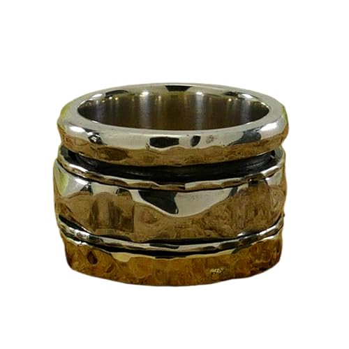 925 Sterling Silber Spinner Ring Unisex, minimalistisches Meditations-Fidget-Band, Meditation zur Angstlinderung, rotierender, gehämmerter Boho-Ring für Entspannung und Komfort | LK_SPV_T_0977 von LKBEADS