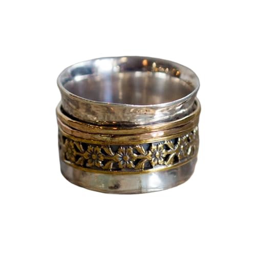 925 Sterling Silber Spinner Ring Unisex, minimalistisches Meditations-Fidget-Band, Meditation zur Angstlinderung, rotierender, gehämmerter Boho-Ring für Entspannung und Komfort | LK_SPV_T_0987 925 Sterling Silber Spinner Ring Unisex, minimalistisches Meditations-Fidget-Band, Meditation zur Angstlinderung, rotierender, gehämmerter Boho-Ring für Entspannung und Komfort | LK_SPV_T_0987 von LKBEADS