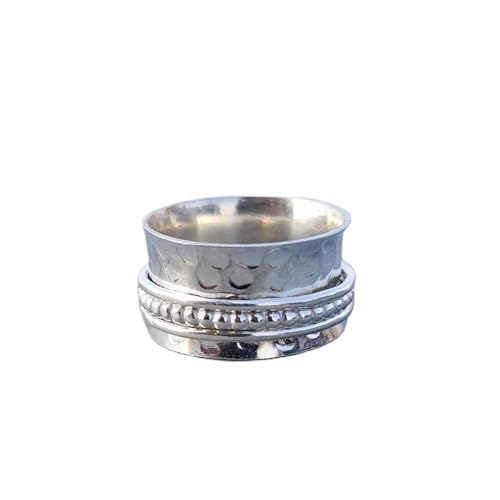 925 Sterling Silber Spinner Ring Unisex, minimalistisches Meditations-Fidget-Band, Meditation zur Angstlinderung, rotierender, gehämmerter Boho-Ring für Entspannung und Komfort | LK_SPV_T_1044 925 Sterling Silber Spinner Ring Unisex, minimalistisches Meditations-Fidget-Band, Meditation zur Angstlinderung, rotierender, gehämmerter Boho-Ring für Entspannung und Komfort | LK_SPV_T_1044 von LKBEADS