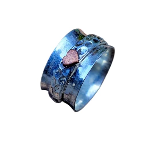 925 Sterling Silber Spinner Ring Unisex, minimalistisches Meditations-Fidget-Band, Meditation zur Angstlinderung, rotierender, gehämmerter Boho-Ring für Entspannung und Komfort | LK_SPV_T_1051 925 Sterling Silber Spinner Ring Unisex, minimalistisches Meditations-Fidget-Band, Meditation zur Angstlinderung, rotierender, gehämmerter Boho-Ring für Entspannung und Komfort | LK_SPV_T_1051 von LKBEADS