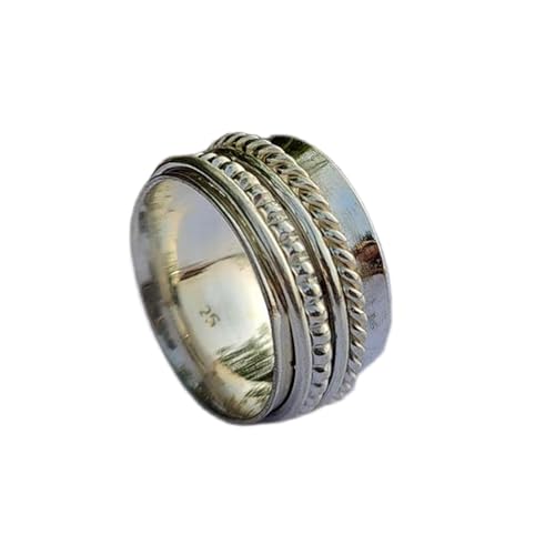 925 Sterling Silber Spinner Ring Unisex, minimalistisches Meditations-Fidget-Band, Meditation zur Angstlinderung, rotierender, gehämmerter Boho-Ring für Entspannung und Komfort | LK_SPV_T_1055 925 Sterling Silber Spinner Ring Unisex, minimalistisches Meditations-Fidget-Band, Meditation zur Angstlinderung, rotierender, gehämmerter Boho-Ring für Entspannung und Komfort | LK_SPV_T_1055 von LKBEADS
