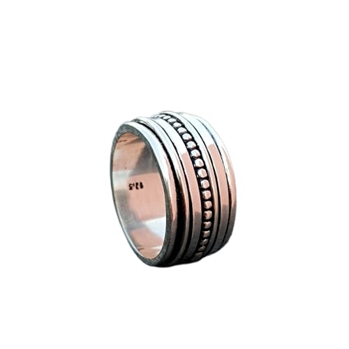925 Sterling Silber Spinner Ring Unisex, minimalistisches Meditations-Fidget-Band, Meditation zur Angstlinderung, rotierender, gehämmerter Boho-Ring für Entspannung und Komfort | LK_SPV_T_1107 925 Sterling Silber Spinner Ring Unisex, minimalistisches Meditations-Fidget-Band, Meditation zur Angstlinderung, rotierender, gehämmerter Boho-Ring für Entspannung und Komfort | LK_SPV_T_1107 von LKBEADS
