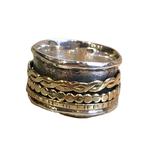 925 Sterling Silber Spinner Ring Unisex, minimalistisches Meditations-Fidget-Band, Meditation zur Angstlinderung, rotierender, gehämmerter Boho-Ring für Entspannung und Komfort | LK_SPV_T_1108 von LKBEADS