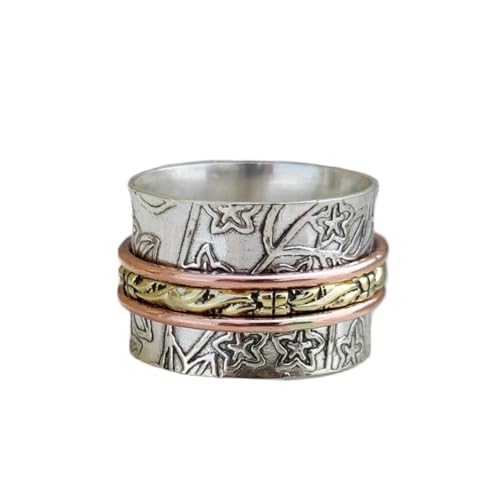 925 Sterling Silber Spinner Ring Unisex, minimalistisches Meditations-Fidget-Band, Meditation zur Angstlinderung, rotierender, gehämmerter Boho-Ring für Entspannung und Komfort | LK_SPV_T_1117 von LKBEADS