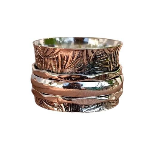 925 Sterling Silber Spinner Ring Unisex, minimalistisches Meditations-Fidget-Band, Meditation zur Angstlinderung, rotierender, gehämmerter Boho-Ring für Entspannung und Komfort | LK_SPV_T_1129 von LKBEADS