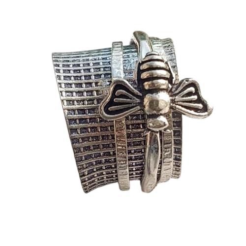 925 Sterling Silber Spinner Ring Unisex, minimalistisches Meditations-Fidget-Band, Meditation zur Angstlinderung, rotierender, gehämmerter Boho-Ring für Entspannung und Komfort | LK_SPV_T_1134 von LKBEADS