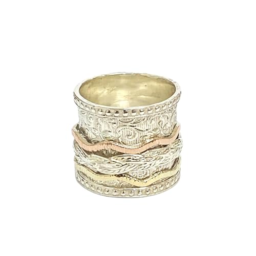 925 Sterling Silber Spinner Ring Unisex, minimalistisches Meditations-Fidget-Band, Meditation zur Angstlinderung, rotierender, gehämmerter Boho-Ring für Entspannung und Komfort | LK_SPV_T_1189 925 Sterling Silber Spinner Ring Unisex, minimalistisches Meditations-Fidget-Band, Meditation zur Angstlinderung, rotierender, gehämmerter Boho-Ring für Entspannung und Komfort | LK_SPV_T_1189 von LKBEADS
