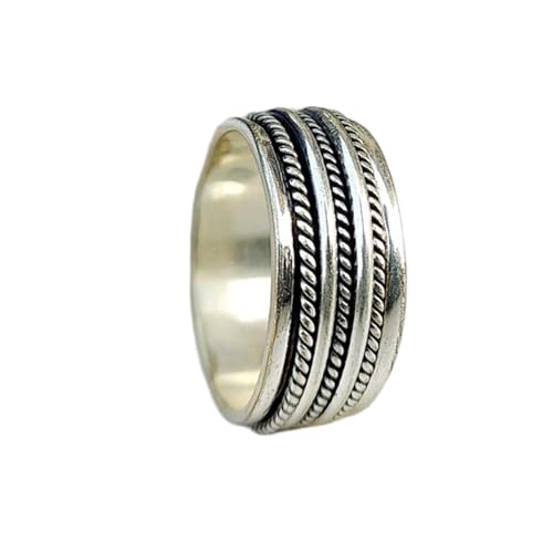 925 Sterling Silber Spinner Ring Unisex, minimalistisches Meditations-Fidget-Band, Meditation zur Angstlinderung, rotierender, gehämmerter Boho-Ring für Entspannung und Komfort | LK_SPV_T_1199 925 Sterling Silber Spinner Ring Unisex, minimalistisches Meditations-Fidget-Band, Meditation zur Angstlinderung, rotierender, gehämmerter Boho-Ring für Entspannung und Komfort | LK_SPV_T_1199 von LKBEADS