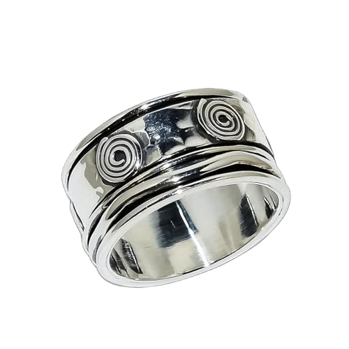925 Sterling Silber Spinner Ring Unisex, minimalistisches Meditations-Fidget-Band, Meditation zur Angstlinderung, rotierender, gehämmerter Boho-Ring für Entspannung und Komfort | LK_SPV_T_1235 925 Sterling Silber Spinner Ring Unisex, minimalistisches Meditations-Fidget-Band, Meditation zur Angstlinderung, rotierender, gehämmerter Boho-Ring für Entspannung und Komfort | LK_SPV_T_1235 von LKBEADS