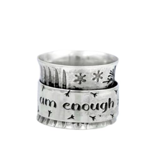925 Sterling Silber Spinner Ring Unisex, minimalistisches Meditations-Fidget-Band, Meditation zur Angstlinderung, rotierender, gehämmerter Boho-Ring für Entspannung und Komfort | LK_SPV_T_1256 von LKBEADS