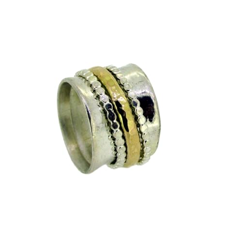 925 Sterling Silber Spinner Ring Unisex, minimalistisches Meditations-Fidget-Band, Meditation zur Angstlinderung, rotierender, gehämmerter Boho-Ring für Entspannung und Komfort | LK_SPV_T_1262 von LKBEADS