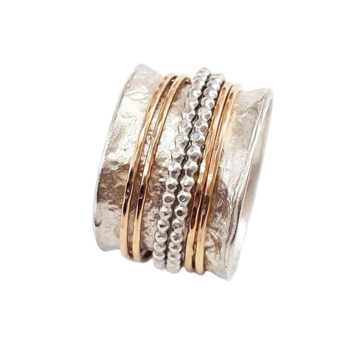 925 Sterling Silber Spinner Ring Unisex, minimalistisches Meditations-Fidget-Band, Meditation zur Angstlinderung, rotierender, gehämmerter Boho-Ring für Entspannung und Komfort | LK_SPV_T_1267 925 Sterling Silber Spinner Ring Unisex, minimalistisches Meditations-Fidget-Band, Meditation zur Angstlinderung, rotierender, gehämmerter Boho-Ring für Entspannung und Komfort | LK_SPV_T_1267 von LKBEADS