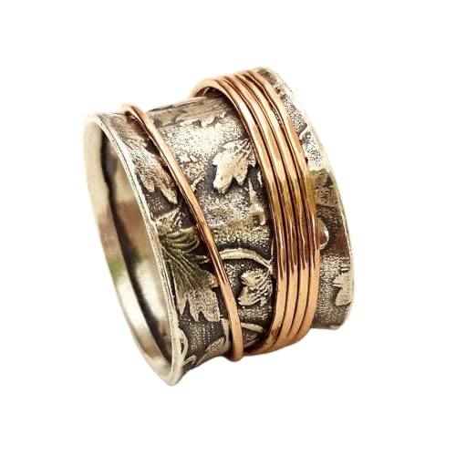 925 Sterling Silber Spinner Ring Unisex, minimalistisches Meditations-Fidget-Band, Meditation zur Angstlinderung, rotierender, gehämmerter Boho-Ring für Entspannung und Komfort | LK_SPV_T_1268 von LKBEADS