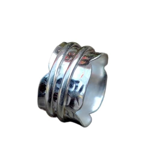 925 Sterling Silber Spinner Ring Unisex, minimalistisches Meditations-Fidget-Band, Meditation zur Angstlinderung, rotierender, gehämmerter Boho-Ring für Entspannung und Komfort | LK_SPV_T_1273 von LKBEADS