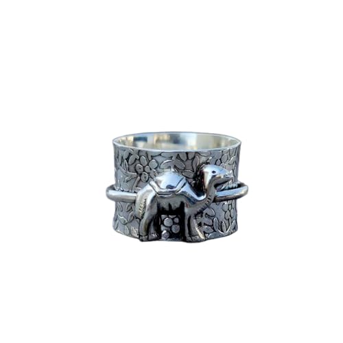 925 Sterling Silber Spinner Ring Unisex, minimalistisches Meditations-Fidget-Band, Meditation zur Angstlinderung, rotierender, gehämmerter Boho-Ring für Entspannung und Komfort | LK_SPV_T_1382 von LKBEADS