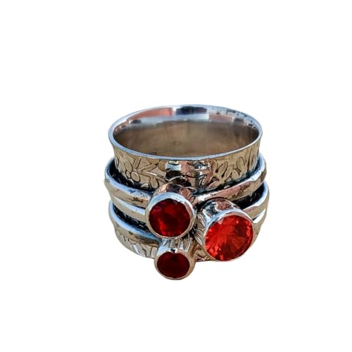 925 Sterling Silber Spinner Ring Unisex, minimalistisches Meditations-Fidget-Band, Meditation zur Angstlinderung, rotierender, gehämmerter Boho-Ring für Entspannung und Komfort | LK_SPV_T_1383 von LKBEADS