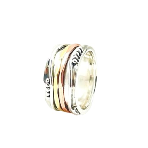 925 Sterling Silber Spinner Ring Unisex, minimalistisches Meditations-Fidget-Band, Meditation zur Angstlinderung, rotierender, gehämmerter Boho-Ring für Entspannung und Komfort|LK_SPV_TTT_0086 925 Sterling Silber Spinner Ring Unisex, minimalistisches Meditations-Fidget-Band, Meditation zur Angstlinderung, rotierender, gehämmerter Boho-Ring für Entspannung und Komfort|LK_SPV_TTT_0086 von LKBEADS