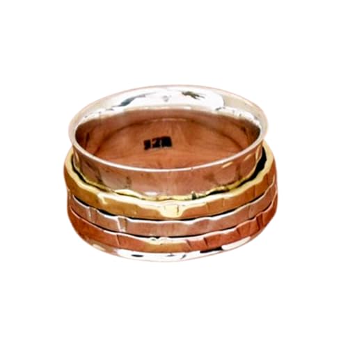 925 Sterling Silber Spinner Ring Unisex, minimalistisches Meditations-Fidget-Band, Meditation zur Angstlinderung, rotierender, gehämmerter Boho-Ring für Entspannung und Komfort|LK_SPV_TTT_0088 925 Sterling Silber Spinner Ring Unisex, minimalistisches Meditations-Fidget-Band, Meditation zur Angstlinderung, rotierender, gehämmerter Boho-Ring für Entspannung und Komfort|LK_SPV_TTT_0088 von LKBEADS