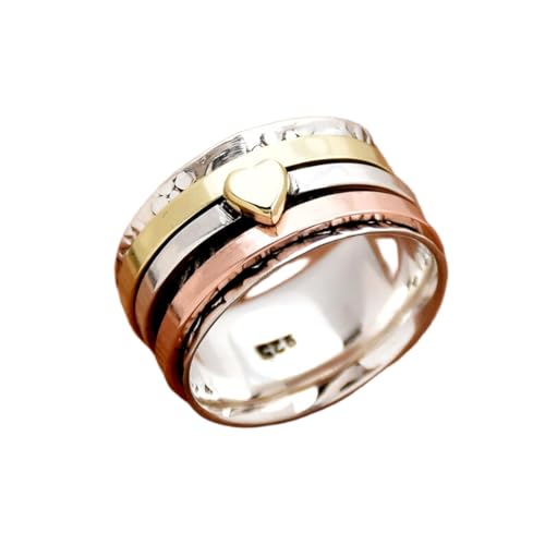 925 Sterling Silber Spinner Ring Unisex, minimalistisches Meditations-Fidget-Band, Meditation zur Angstlinderung, rotierender, gehämmerter Boho-Ring für Entspannung und Komfort|LK_SPV_TTT_0106 von LKBEADS