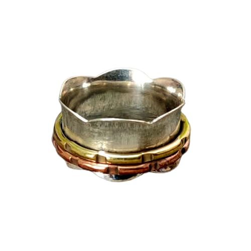 925 Sterling Silber Spinner Ring Unisex, minimalistisches Meditations-Fidget-Band, Meditation zur Angstlinderung, rotierender, gehämmerter Boho-Ring für Entspannung und Komfort|LK_SPV_TTT_0174 von LKBEADS