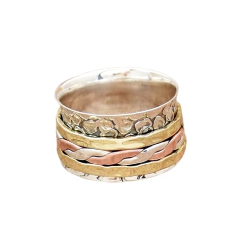 925 Sterling Silber Spinner Ring Unisex, minimalistisches Meditations-Fidget-Band, Meditation zur Angstlinderung, rotierender, gehämmerter Boho-Ring für Entspannung und Komfort|LK_SPV_TTT_0231 925 Sterling Silber Spinner Ring Unisex, minimalistisches Meditations-Fidget-Band, Meditation zur Angstlinderung, rotierender, gehämmerter Boho-Ring für Entspannung und Komfort|LK_SPV_TTT_0231 von LKBEADS