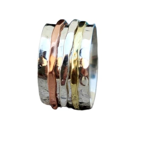 925 Sterling Silber Spinner Ring Unisex, minimalistisches Meditations-Fidget-Band, Meditation zur Angstlinderung, rotierender, gehämmerter Boho-Ring für Entspannung und Komfort|LK_SPV_TTT_0235 925 Sterling Silber Spinner Ring Unisex, minimalistisches Meditations-Fidget-Band, Meditation zur Angstlinderung, rotierender, gehämmerter Boho-Ring für Entspannung und Komfort|LK_SPV_TTT_0235 von LKBEADS