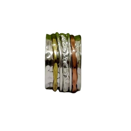 925 Sterling Silber Spinner Ring Unisex, minimalistisches Meditations-Fidget-Band, Meditation zur Angstlinderung, rotierender, gehämmerter Boho-Ring für Entspannung und Komfort|LK_SPV_TTT_0267 925 Sterling Silber Spinner Ring Unisex, minimalistisches Meditations-Fidget-Band, Meditation zur Angstlinderung, rotierender, gehämmerter Boho-Ring für Entspannung und Komfort|LK_SPV_TTT_0267 von LKBEADS
