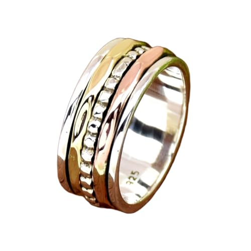 925 Sterling Silber Spinner Ring Unisex, minimalistisches Meditations-Fidget-Band, Meditation zur Angstlinderung, rotierender, gehämmerter Boho-Ring für Entspannung und Komfort|LK_SPV_TTT_0277 925 Sterling Silber Spinner Ring Unisex, minimalistisches Meditations-Fidget-Band, Meditation zur Angstlinderung, rotierender, gehämmerter Boho-Ring für Entspannung und Komfort|LK_SPV_TTT_0277 von LKBEADS