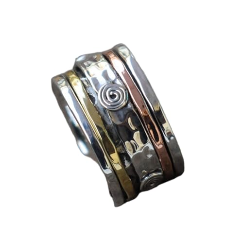 925 Sterling Silber Spinner Ring Unisex, minimalistisches Meditations-Fidget-Band, Meditation zur Angstlinderung, rotierender, gehämmerter Boho-Ring für Entspannung und Komfort|LK_SPV_TTT_0288 von LKBEADS