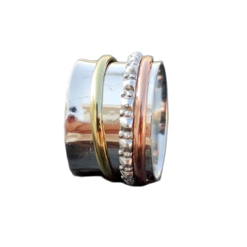 925 Sterling Silber Spinner Ring Unisex, minimalistisches Meditations-Fidget-Band, Meditation zur Angstlinderung, rotierender, gehämmerter Boho-Ring für Entspannung und Komfort|LK_SPV_TTT_0291 925 Sterling Silber Spinner Ring Unisex, minimalistisches Meditations-Fidget-Band, Meditation zur Angstlinderung, rotierender, gehämmerter Boho-Ring für Entspannung und Komfort|LK_SPV_TTT_0291 von LKBEADS