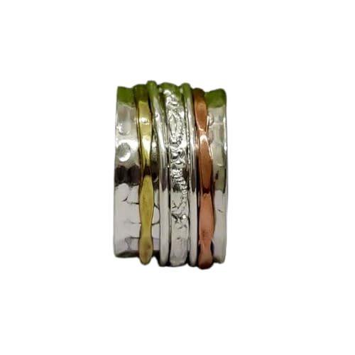 925 Sterling Silber Spinner Ring Unisex, minimalistisches Meditations-Fidget-Band, Meditation zur Angstlinderung, rotierender, gehämmerter Boho-Ring für Entspannung und Komfort|LK_SPV_TTT_0323 von LKBEADS