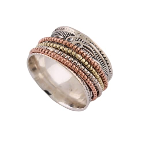 925 Sterling Silber Spinner Ring Unisex, minimalistisches Meditations-Fidget-Band, Meditation zur Angstlinderung, rotierender, gehämmerter Boho-Ring für Entspannung und Komfort|LK_SPV_TTT_0331 925 Sterling Silber Spinner Ring Unisex, minimalistisches Meditations-Fidget-Band, Meditation zur Angstlinderung, rotierender, gehämmerter Boho-Ring für Entspannung und Komfort|LK_SPV_TTT_0331 von LKBEADS