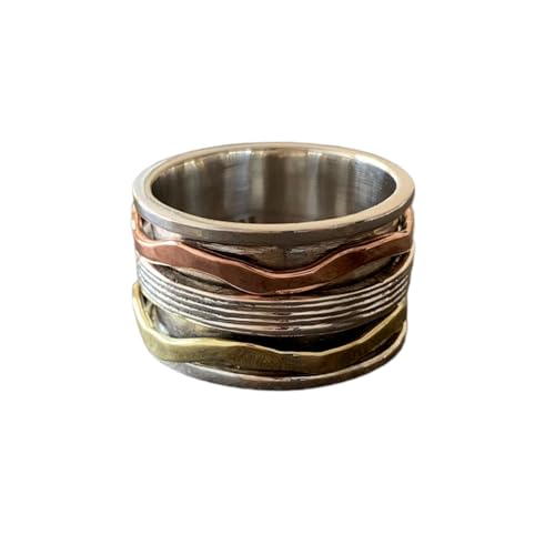925 Sterling Silber Spinner Ring Unisex, minimalistisches Meditations-Fidget-Band, Meditation zur Angstlinderung, rotierender, gehämmerter Boho-Ring für Entspannung und Komfort|LK_SPV_TTT_0339 925 Sterling Silber Spinner Ring Unisex, minimalistisches Meditations-Fidget-Band, Meditation zur Angstlinderung, rotierender, gehämmerter Boho-Ring für Entspannung und Komfort|LK_SPV_TTT_0339 von LKBEADS