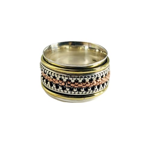 925 Sterling Silber Spinner Ring Unisex, minimalistisches Meditations-Fidget-Band, Meditation zur Angstlinderung, rotierender, gehämmerter Boho-Ring für Entspannung und Komfort|LK_SPV_TTT_0341 925 Sterling Silber Spinner Ring Unisex, minimalistisches Meditations-Fidget-Band, Meditation zur Angstlinderung, rotierender, gehämmerter Boho-Ring für Entspannung und Komfort|LK_SPV_TTT_0341 von LKBEADS