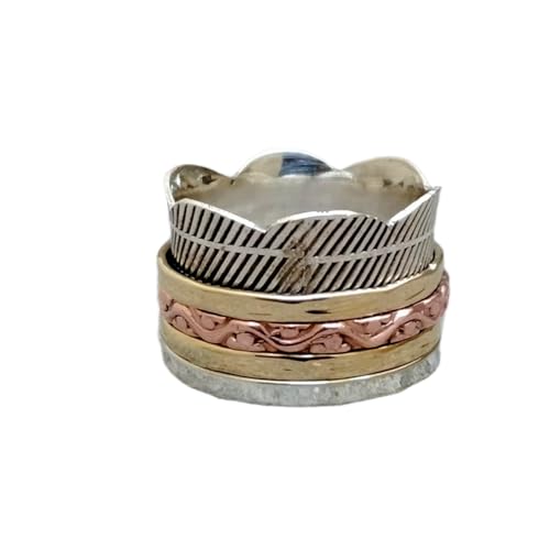 925 Sterling Silber Spinner Ring Unisex, minimalistisches Meditations-Fidget-Band, Meditation zur Angstlinderung, rotierender, gehämmerter Boho-Ring für Entspannung und Komfort|LK_SPV_TTT_0352 925 Sterling Silber Spinner Ring Unisex, minimalistisches Meditations-Fidget-Band, Meditation zur Angstlinderung, rotierender, gehämmerter Boho-Ring für Entspannung und Komfort|LK_SPV_TTT_0352 von LKBEADS