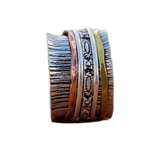 925 Sterling Silber Spinner Ring Unisex, minimalistisches Meditations-Fidget-Band, Meditation zur Angstlinderung, rotierender, gehämmerter Boho-Ring für Entspannung und Komfort|LK_SPV_TTT_0355 925 Sterling Silber Spinner Ring Unisex, minimalistisches Meditations-Fidget-Band, Meditation zur Angstlinderung, rotierender, gehämmerter Boho-Ring für Entspannung und Komfort|LK_SPV_TTT_0355 von LKBEADS
