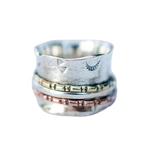 925 Sterling Silber Spinner Ring Unisex, minimalistisches Meditations-Fidget-Band, Meditation zur Angstlinderung, rotierender, gehämmerter Boho-Ring für Entspannung und Komfort|LK_SPV_TTT_0383 925 Sterling Silber Spinner Ring Unisex, minimalistisches Meditations-Fidget-Band, Meditation zur Angstlinderung, rotierender, gehämmerter Boho-Ring für Entspannung und Komfort|LK_SPV_TTT_0383 von LKBEADS