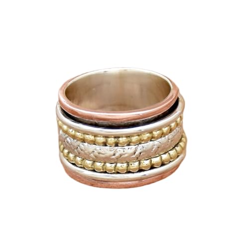 925 Sterling Silber Spinner Ring Unisex, minimalistisches Meditations-Fidget-Band, Meditation zur Angstlinderung, rotierender, gehämmerter Boho-Ring für Entspannung und Komfort|LK_SPV_TTT_0385 von LKBEADS