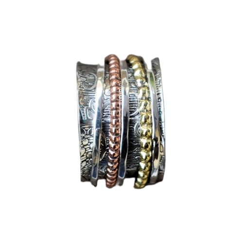 925 Sterling Silber Spinner Ring Unisex, minimalistisches Meditations-Fidget-Band, Meditation zur Angstlinderung, rotierender, gehämmerter Boho-Ring für Entspannung und Komfort|LK_SPV_TTT_0386 925 Sterling Silber Spinner Ring Unisex, minimalistisches Meditations-Fidget-Band, Meditation zur Angstlinderung, rotierender, gehämmerter Boho-Ring für Entspannung und Komfort|LK_SPV_TTT_0386 von LKBEADS
