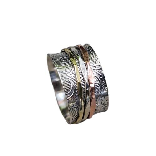 925 Sterling Silber Spinner Ring Unisex, minimalistisches Meditations-Fidget-Band, Meditation zur Angstlinderung, rotierender, gehämmerter Boho-Ring für Entspannung und Komfort|LK_SPV_TTT_0387 von LKBEADS