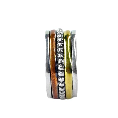 925 Sterling Silber Spinner Ring Unisex, minimalistisches Meditations-Fidget-Band, Meditation zur Angstlinderung, rotierender, gehämmerter Boho-Ring für Entspannung und Komfort|LK_SPV_TTT_0391 von LKBEADS