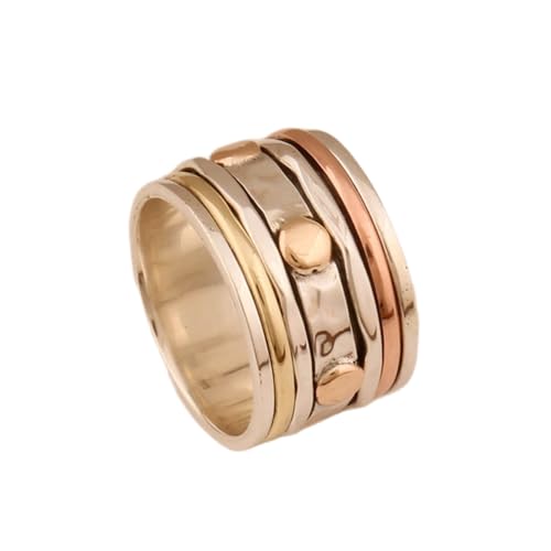 925 Sterling Silber Spinner Ring Unisex, minimalistisches Meditations-Fidget-Band, Meditation zur Angstlinderung, rotierender, gehämmerter Boho-Ring für Entspannung und Komfort|LK_SPV_TTT_0395 von LKBEADS