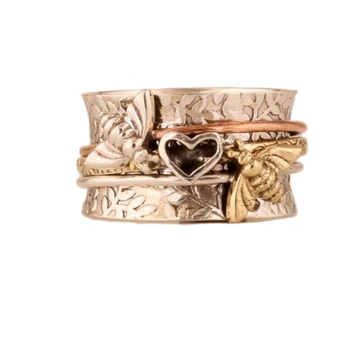 925 Sterling Silber Spinner Ring Unisex, minimalistisches Meditations-Fidget-Band, Meditation zur Angstlinderung, rotierender, gehämmerter Boho-Ring für Entspannung und Komfort|LK_SPV_TTT_0397 von LKBEADS
