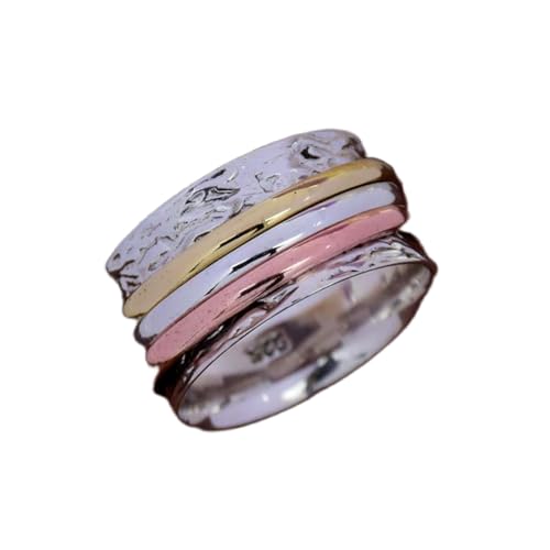 925 Sterling Silber Spinner Ring Unisex, minimalistisches Meditations-Fidget-Band, Meditation zur Angstlinderung, rotierender, gehämmerter Boho-Ring für Entspannung und Komfort|LK_SPV_TTT_0401 von LKBEADS
