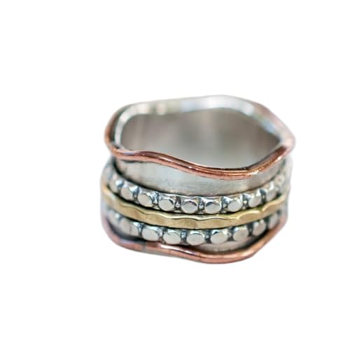 925 Sterling Silber Spinner Ring Unisex, minimalistisches Meditations-Fidget-Band, Meditation zur Angstlinderung, rotierender, gehämmerter Boho-Ring für Entspannung und Komfort|LK_SPV_TTT_0404 von LKBEADS